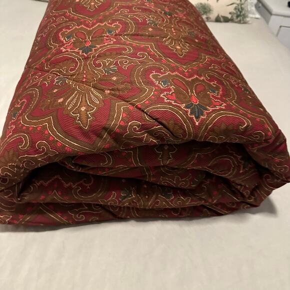 Vintage Ralph Lauren Abenhall Full Queen Comforter Reversible Red Gold Paisley - Picture 1 of 9